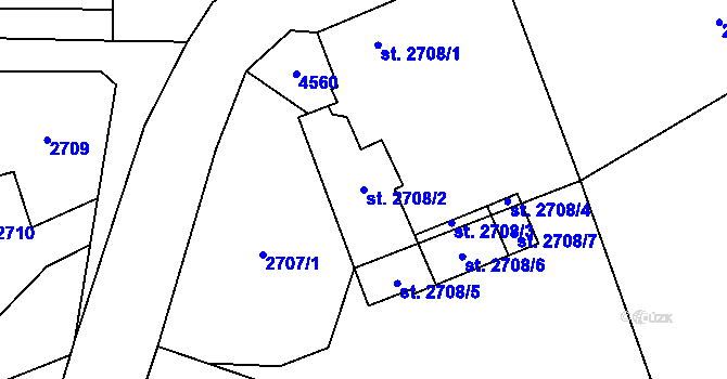 Parcela st. 2708/2 v KÚ Příjemky, Katastrální mapa
