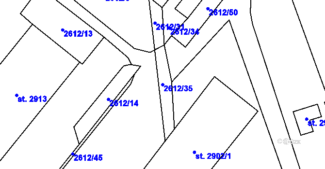 Parcela st. 2612/35 v KÚ Příjemky, Katastrální mapa