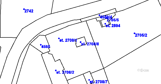 Parcela st. 2708/8 v KÚ Příjemky, Katastrální mapa