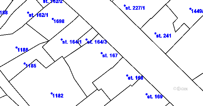 Parcela st. 167 v KÚ Hynkov, Katastrální mapa