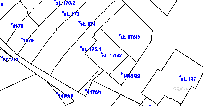 Parcela st. 175/2 v KÚ Hynkov, Katastrální mapa