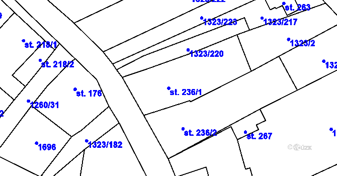 Parcela st. 236/1 v KÚ Hynkov, Katastrální mapa