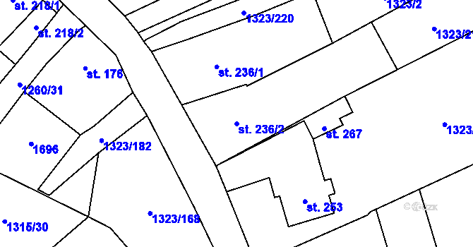Parcela st. 236/2 v KÚ Hynkov, Katastrální mapa