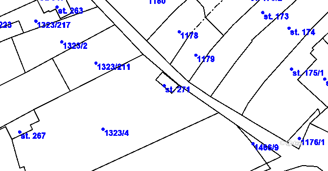 Parcela st. 271 v KÚ Hynkov, Katastrální mapa
