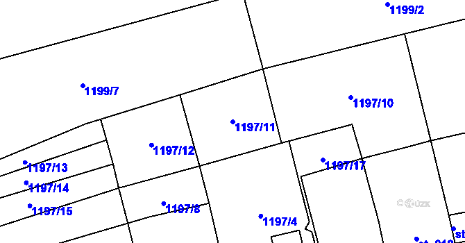 Parcela st. 1197/11 v KÚ Hynkov, Katastrální mapa