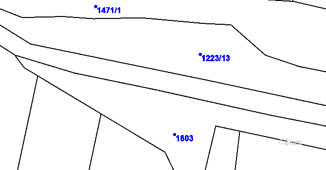 Parcela st. 1223/12 v KÚ Hynkov, Katastrální mapa