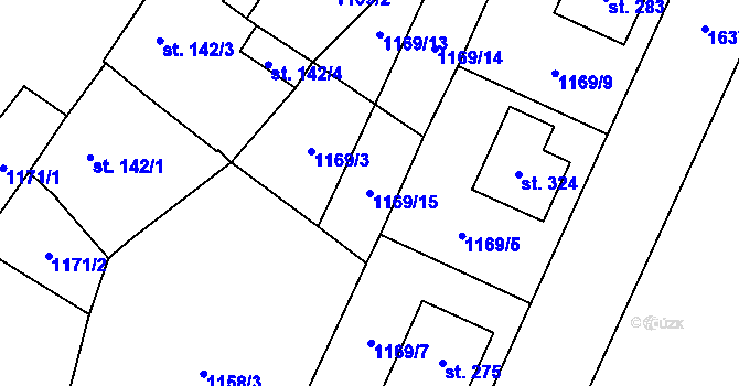 Parcela st. 1169/15 v KÚ Hynkov, Katastrální mapa