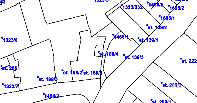 Parcela st. 188/4 v KÚ Hynkov, Katastrální mapa
