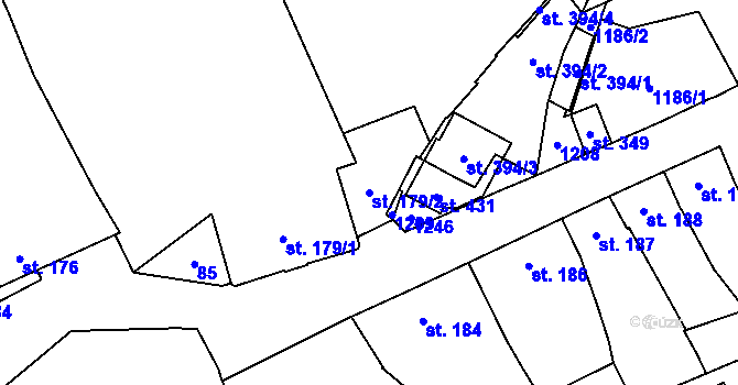 Parcela st. 179/2 v KÚ Příkazy, Katastrální mapa