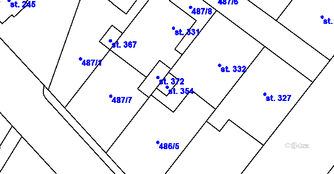 Parcela st. 354 v KÚ Příkazy, Katastrální mapa
