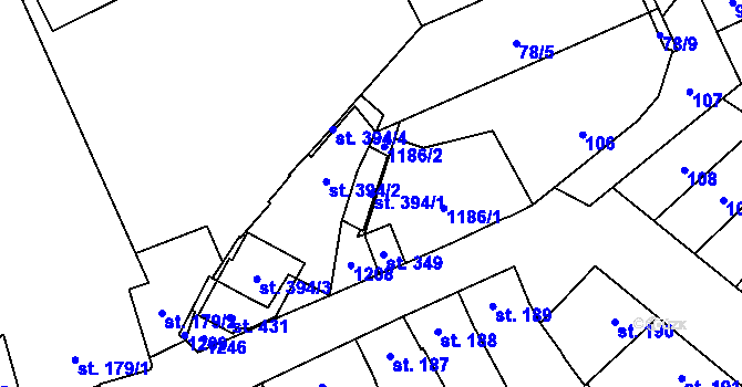 Parcela st. 394/1 v KÚ Příkazy, Katastrální mapa