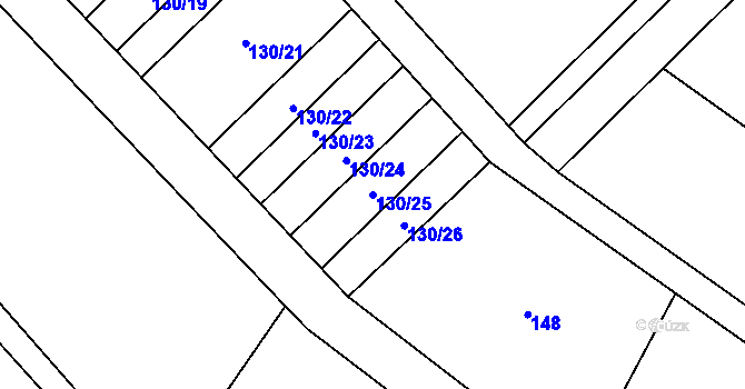 Parcela st. 130/25 v KÚ Příkazy, Katastrální mapa