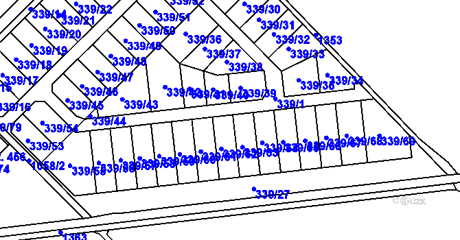 Parcela st. 339/1 v KÚ Příkazy, Katastrální mapa