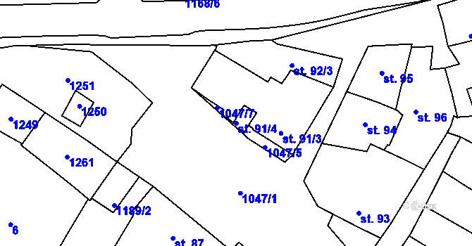 Parcela st. 91/4 v KÚ Příkazy, Katastrální mapa