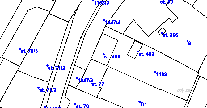 Parcela st. 481 v KÚ Příkazy, Katastrální mapa