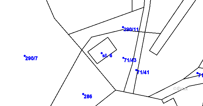 Parcela st. 6 v KÚ Příkosice, Katastrální mapa