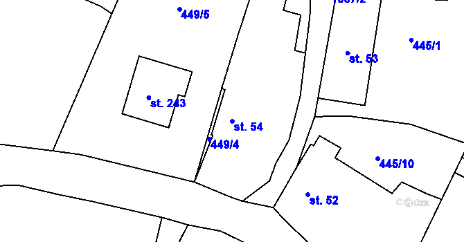 Parcela st. 54 v KÚ Příkosice, Katastrální mapa