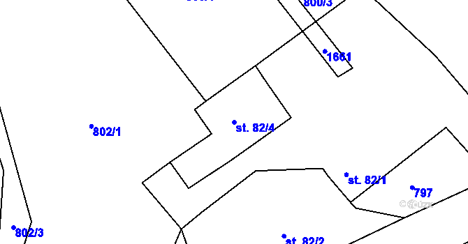 Parcela st. 82/4 v KÚ Příkosice, Katastrální mapa