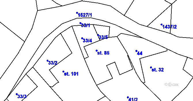 Parcela st. 85 v KÚ Příkosice, Katastrální mapa