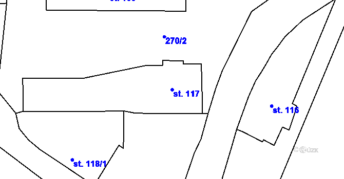 Parcela st. 117 v KÚ Příkosice, Katastrální mapa