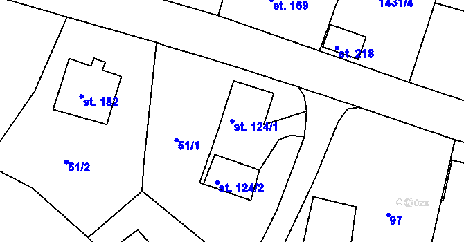 Parcela st. 124/1 v KÚ Příkosice, Katastrální mapa