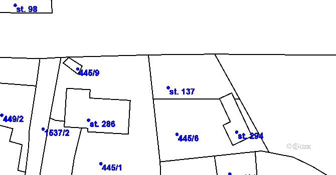Parcela st. 137 v KÚ Příkosice, Katastrální mapa