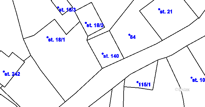 Parcela st. 140 v KÚ Příkosice, Katastrální mapa