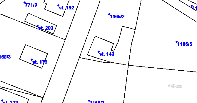 Parcela st. 143 v KÚ Příkosice, Katastrální mapa