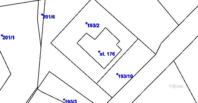Parcela st. 176 v KÚ Příkosice, Katastrální mapa