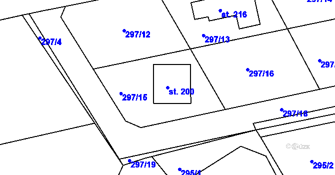 Parcela st. 200 v KÚ Příkosice, Katastrální mapa