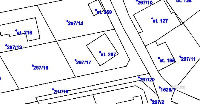 Parcela st. 207 v KÚ Příkosice, Katastrální mapa