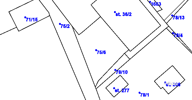 Parcela st. 75/6 v KÚ Příkosice, Katastrální mapa