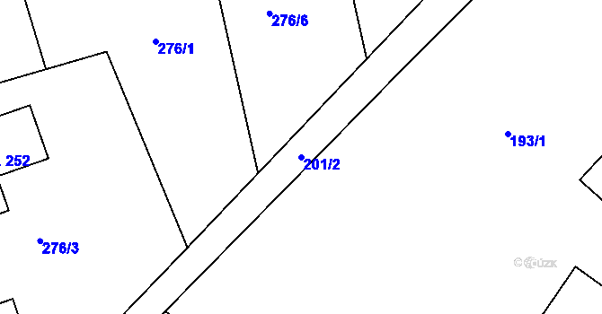 Parcela st. 201/2 v KÚ Příkosice, Katastrální mapa