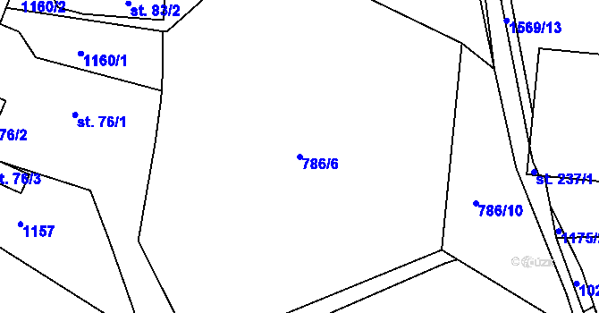 Parcela st. 786/6 v KÚ Příkosice, Katastrální mapa