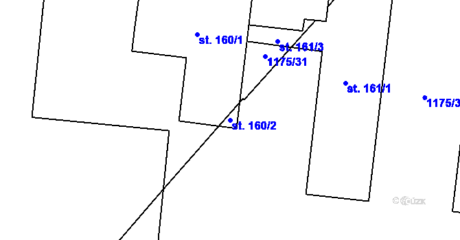 Parcela st. 160/2 v KÚ Příkosice, Katastrální mapa