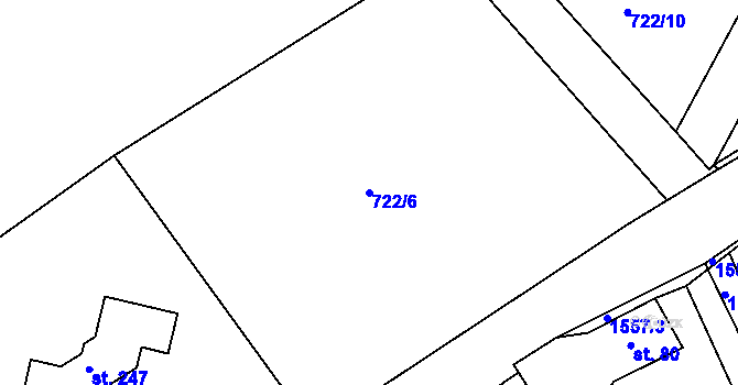 Parcela st. 722/6 v KÚ Příkosice, Katastrální mapa