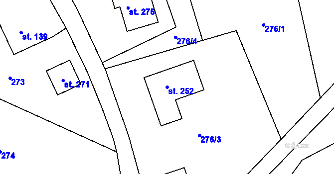 Parcela st. 252 v KÚ Příkosice, Katastrální mapa