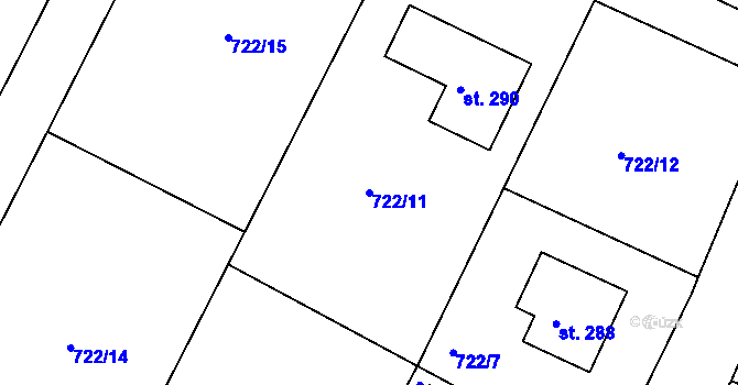 Parcela st. 722/11 v KÚ Příkosice, Katastrální mapa