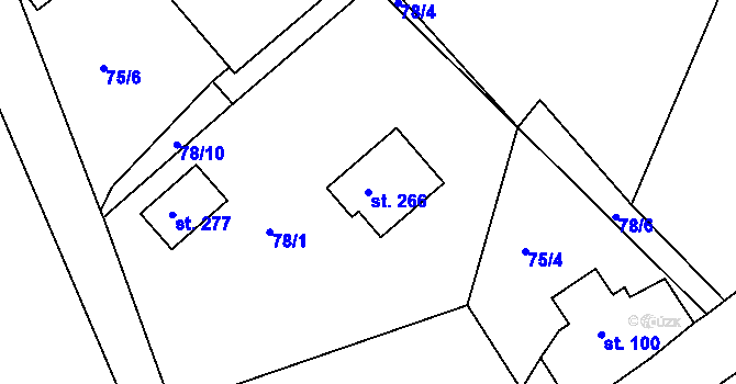Parcela st. 266 v KÚ Příkosice, Katastrální mapa
