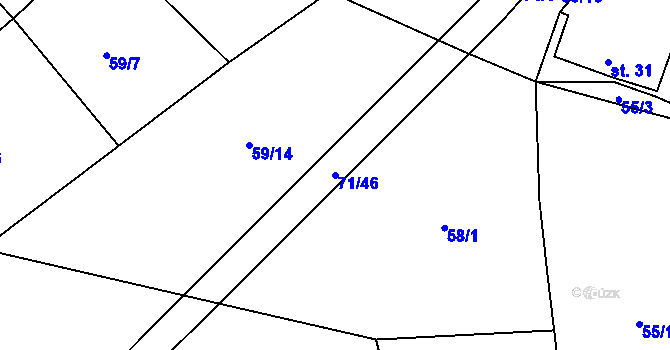 Parcela st. 71/46 v KÚ Příkosice, Katastrální mapa