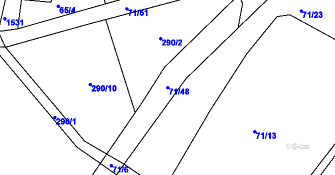 Parcela st. 71/48 v KÚ Příkosice, Katastrální mapa