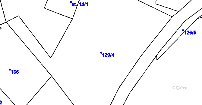 Parcela st. 129/4 v KÚ Příkosice, Katastrální mapa