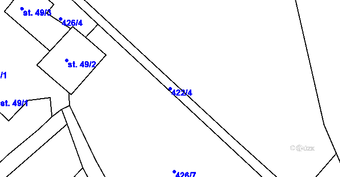 Parcela st. 422/4 v KÚ Příkosice, Katastrální mapa