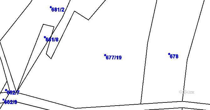 Parcela st. 677/19 v KÚ Příkosice, Katastrální mapa