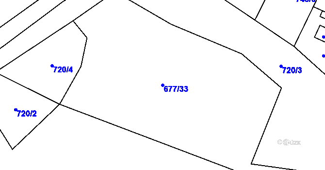 Parcela st. 677/33 v KÚ Příkosice, Katastrální mapa
