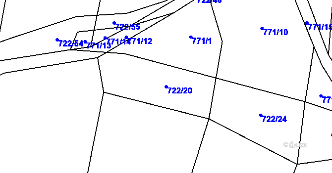 Parcela st. 722/20 v KÚ Příkosice, Katastrální mapa