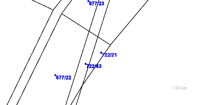 Parcela st. 722/21 v KÚ Příkosice, Katastrální mapa
