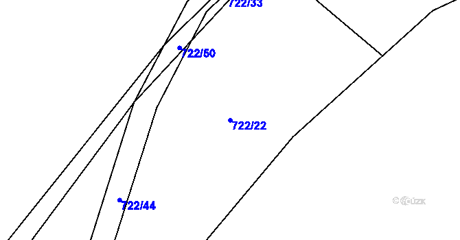 Parcela st. 722/22 v KÚ Příkosice, Katastrální mapa