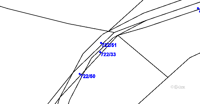 Parcela st. 722/33 v KÚ Příkosice, Katastrální mapa