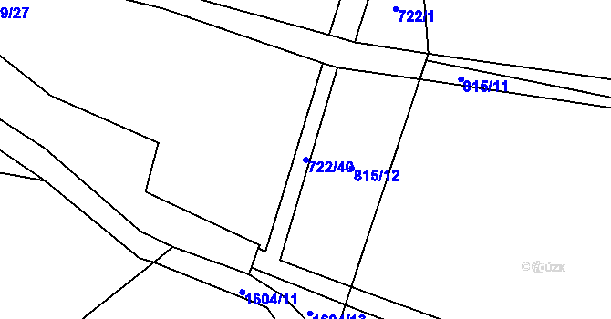 Parcela st. 722/40 v KÚ Příkosice, Katastrální mapa